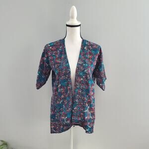 LuLaRoe Kids Bianka Geometric Rose Print Open Cardigan 3